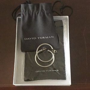 David Yurman silver hoop cable earrings brand new 1.5 inch